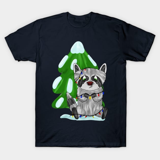 Funny Christmas raccoon T-Shirt by Antiope